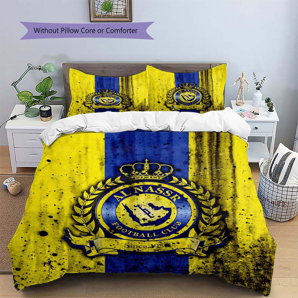 Biancheria da letto con motivo Al-Nassr, Set copripiumino Copripiumino Federa Regalo di Compleanno per la Casa(1 * copripiumino + 2 * federa, senza nucleo)