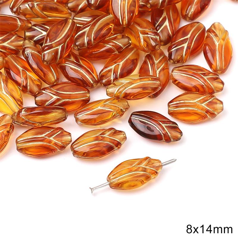 Vintage Amber Gold-Painted Oval Acrylic Beads for DIY Jewelry Making