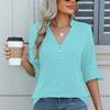 Women's V-neck Solid Color Fashion Mid Sleeve T-shirts