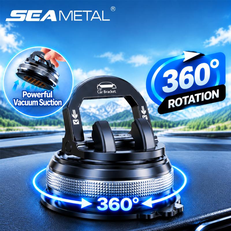 SEAMETAL  Car Phone Holder Vacuum Suction 360-Degree Rotation Automatic Lock Universal Horizontal Vertical Stand