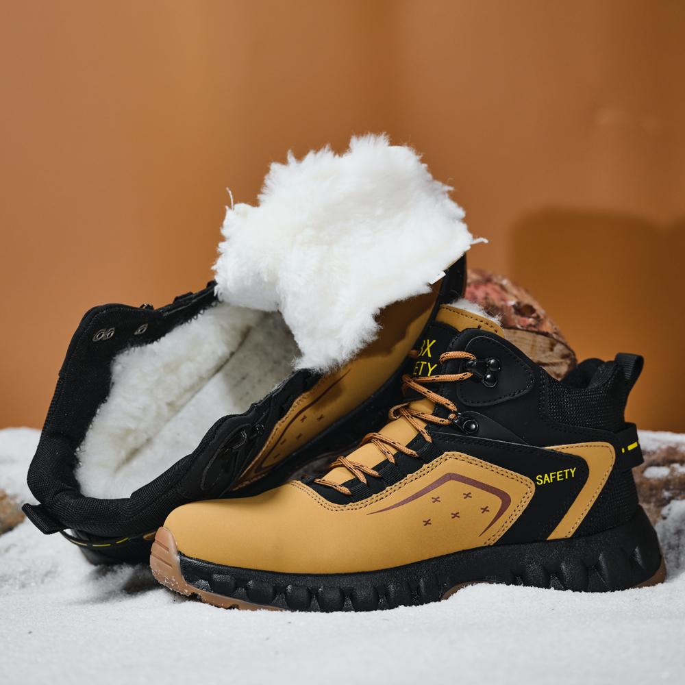 Men s Winter Boots Safety Shoes Warm plush Snow Boots Steel toe shoes Work Boots Indestructible shoes Security Work Sneakers 38