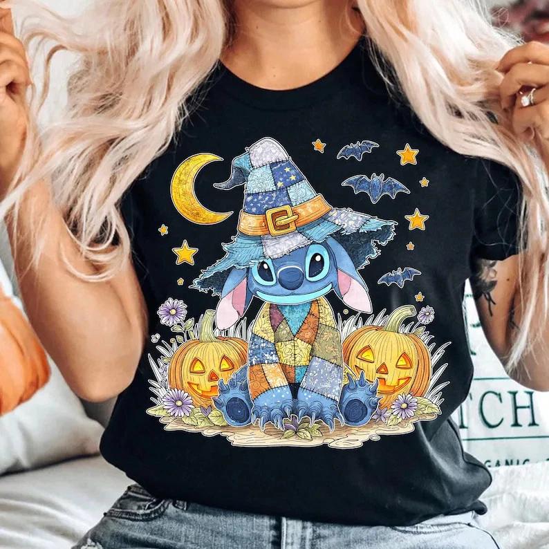 Stitch Spooky Vibes Halloween Black TShirt S