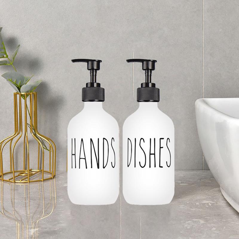 Black White Hand Soap Dish Soap Dispenser with Pump Soap Bottle for Farmhouse Kitchen Counter Bathroom Decor Organization 500ml