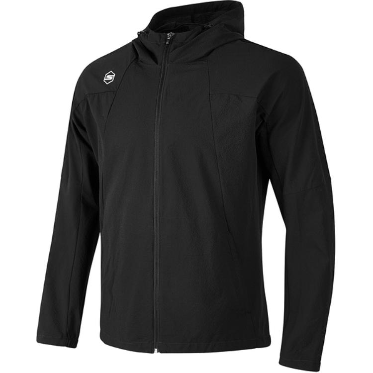 Skechers Solid Color Brand Logo Hooded Zip-Up Long Sleeve Jacket Men jackets Carbon-Black P324M001-0018 M
