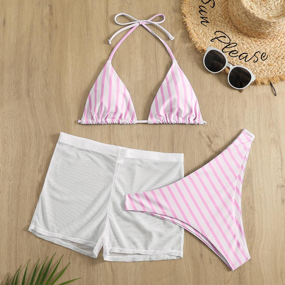 

Сексуальный купальник женский, 3 упаковки, микро бикини с принтом, комплект бикини с высокой талией, женский купальник, купальный костюм, бразильский бикини, купальный костюм XL розовый