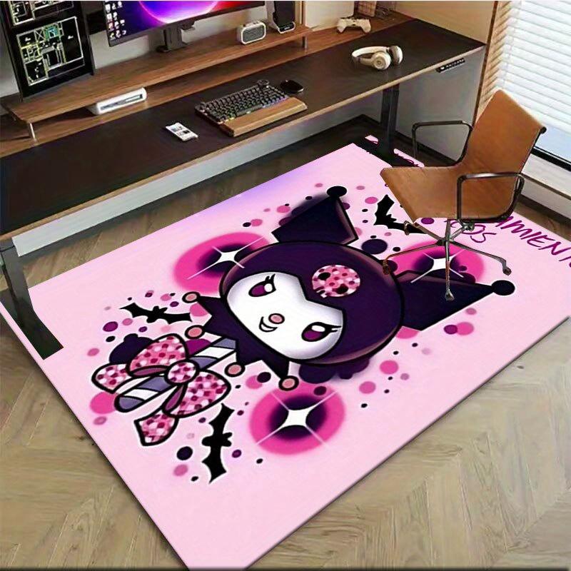 1pc Sanrio Kuromi Mermaid Printed Office Carpet Rectangle Rug Under The Table,Perfect Room Decor for Living Room, Bedroom, Kitchen, Non-slip Floor Mat