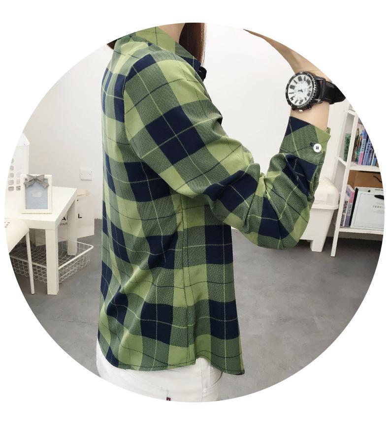 Women's Long Sleeve Plaid Cardigan - Korean & Hong Kong Style Top