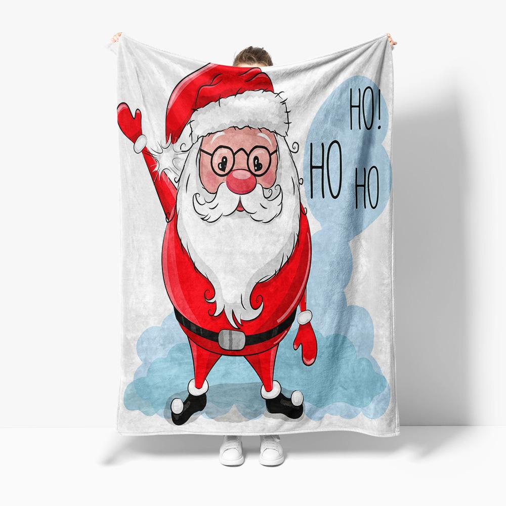 Cozy Christmas Throw Blanket Soft Flannel Reindeer Santa Claus Holiday Home Decor Gift Festive Winter Warm Bedspread