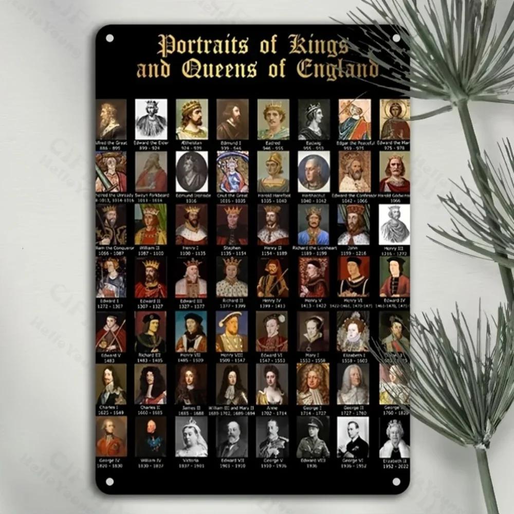 Aluminum Metal Sign, 1pc Royal History Wall Art. Waterproof and Versatile, Depicting English Royals, Ideal for Home & More.