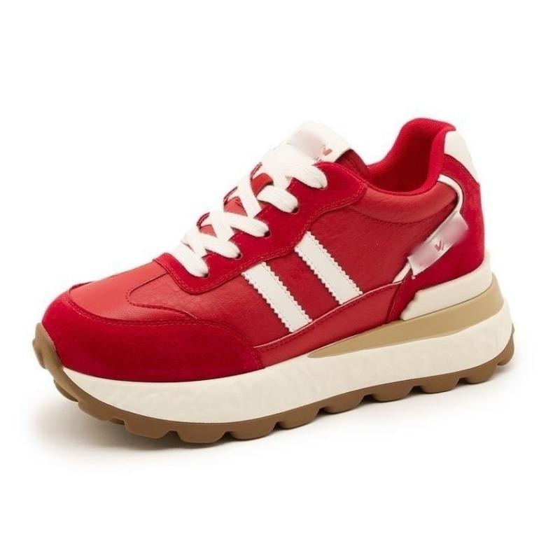 

New Fashionable, Sporty and Casual Women s Height-increasing Thick-soled Dad Shoes and Sponge Board Shoes 35 красный