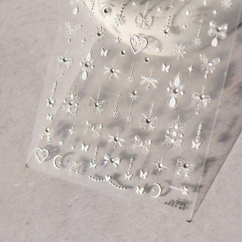 

Красочные наклейки для ногтей Звезда Луна Tomoni Dream Bright Crystal White Butterfly Star Moon 3526