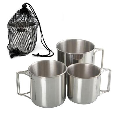 Foldable Handles Stainless Steel Pot Portable for Outdoor Camping Backpacking