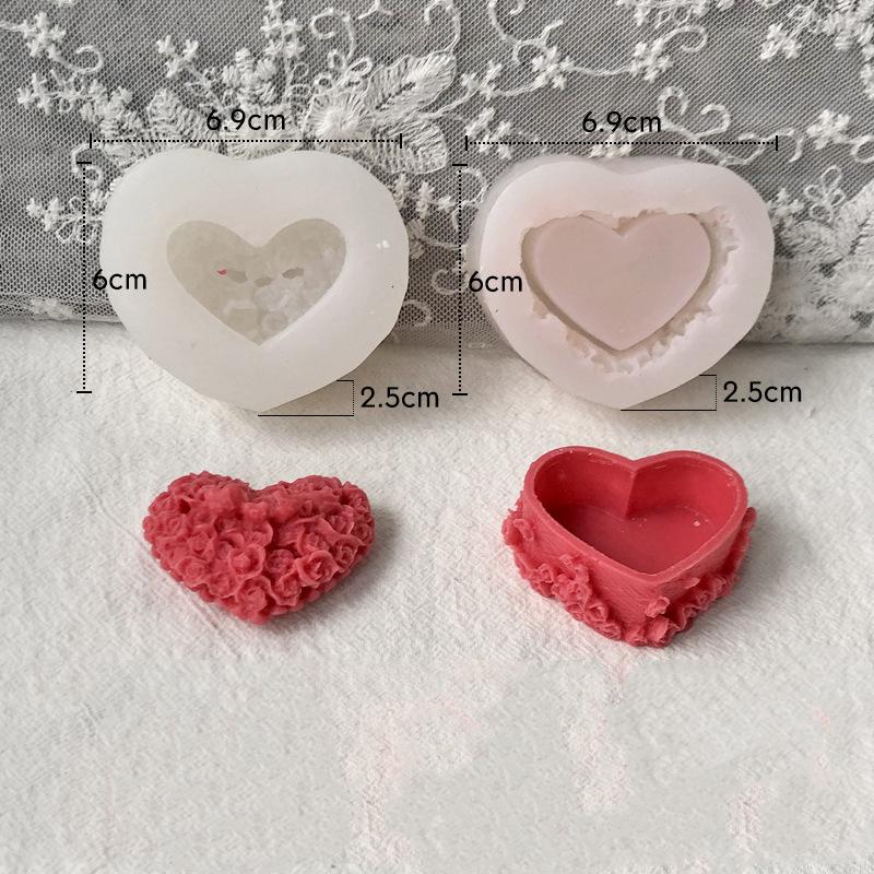 Forma na aromaterapii na svíčku Rose Heart Love Silikonová forma Forma na zdobení dortů na čokoládu Ručně vyrobená forma na svíčku