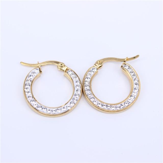 20 /30 /40 /50 /60 Mm Orecchini in Pietra di Cristallo Usura Acciaio Inossidabile Popolari da Donna Vendita 2 Colori Cerchi Orecchini Gioielli Lheh77Gioielli di Moda