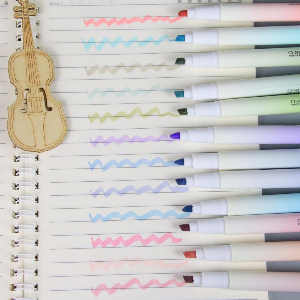 4Pcs/set Macaron Highlighters Color Gradient Highlighter Pens Kawaii Stationery Students Marker Pen Cute School Office Supplies