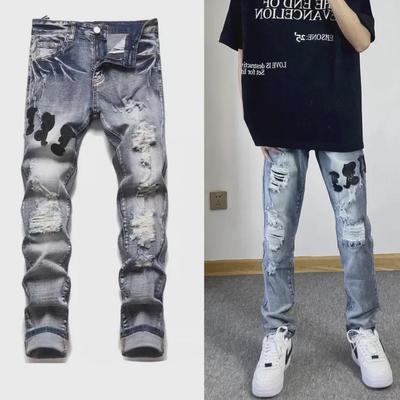 Jeans Brodé Anir Coupe Slim pour Homme - Style Skinny Tendance pour Étudiants