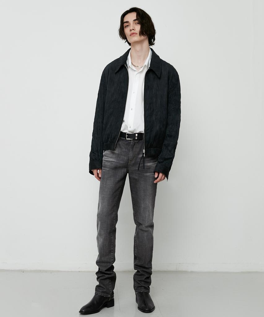 Lmood Shane Pleated Trucker Blouson Jacket Black