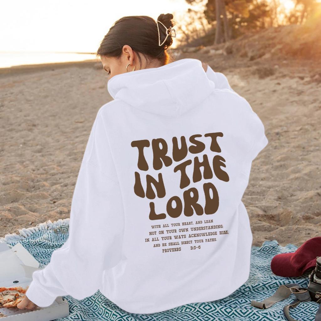 Autumn And Winter Women'S Shoulder Sleeves Trendy Brand Tm Letter Print Hooded Loose Fleece Sweater