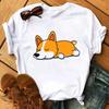 Maycaur Funny Cute Corgi Dog Printed TShirt Harajuku 90s Kawaii Women Short Sleeves T Shirts Tops Graphic Tees Female Tshirt