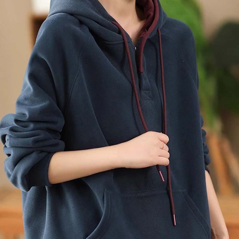 

Толстовка для женщин Хлопковая Оверсайз С капюшоном Утепленная Свободная Повседневная Пуловер С длинным рукавом Топ Толстовка XXXXL темно-синий