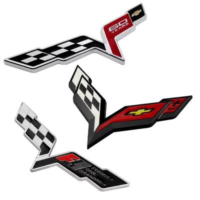 Pro Corvette 60 let 3D kovový znak na blatník zadní víko kufru nálepka Upravený odznak Vnější dekorace