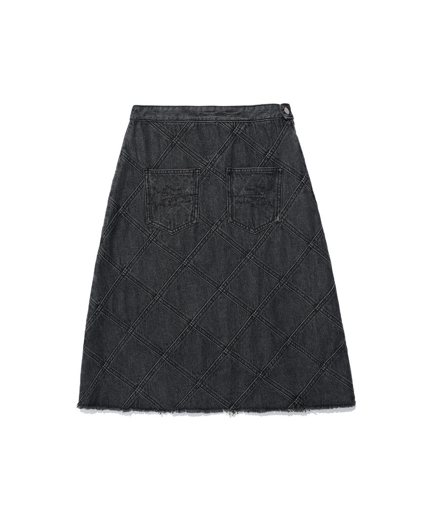 Nice Ghost Club Denim Panel Skirt_Charcoal(Ng2Effd115A)
