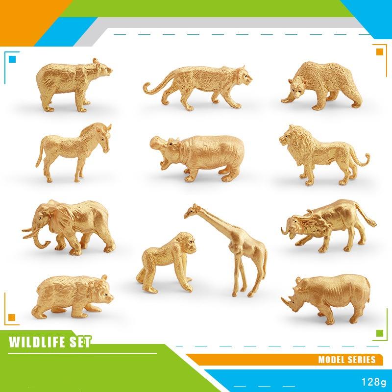 Mini Wildlife Set Model Ornament Children s Cognitive Simulation Animal Hippopotamus Elephant Exquisite Design Smooth Appearance