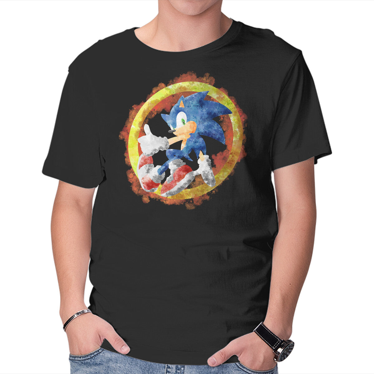 Unisex Crew Neck T-Shirt Sonic Splash Graphic Short Sleeve Casual Tee XL