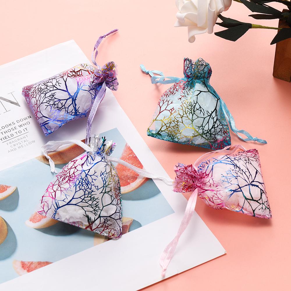 20pcs/Lot Colorful Branch Drawstring Organization Bags DIY Jewelry Making Packaging Bags Candy Wedding Party Bags Gifts Pouches