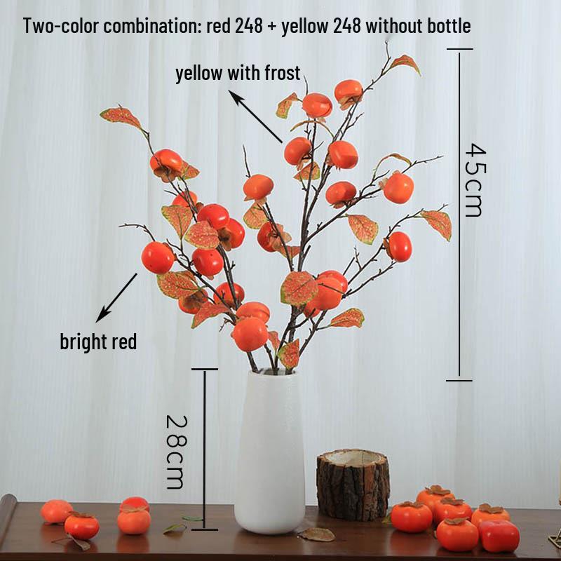 Persimmon Ruyi Ornament: Artificial Persimmon Tree Branches for Home or Hotel Decoration