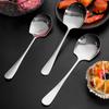 2/1Pcs Large Stainless Steel Spoon Long Handle Soup Spoons Round Scoops For Dinner Dessert Hot Pot Colander Kitchen Tableware