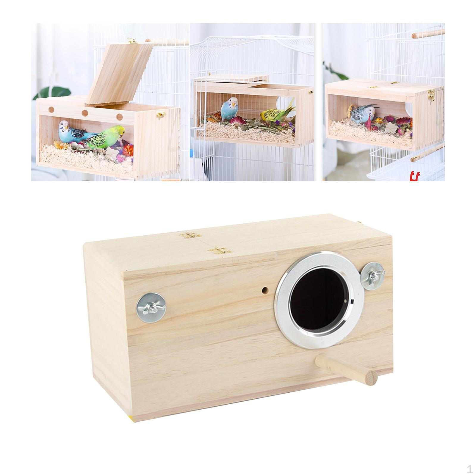 

Wood Parrot Breeding Box Multifunctional Handcrafted M Right Opening