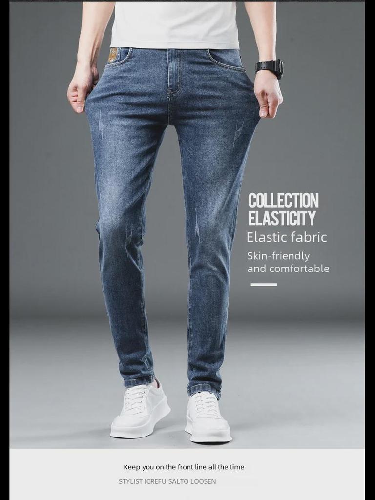 Men's Slim Straight Jeans - Fashion Brand, Versatile for Spring To Autumn, Regular Fit, Long Pants, 2023 Edition.