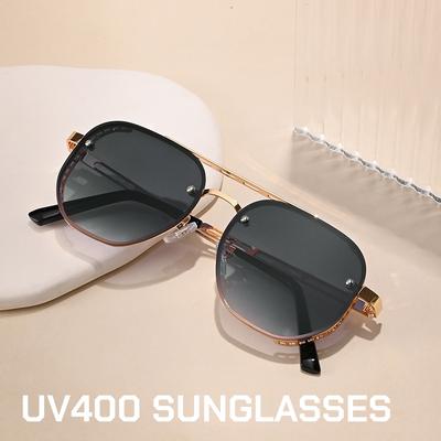 Luxury Brand Double-Bridge Sunglasses Fashionable Large Frame With Side Cutouts Eyeglasses Outdoor Uv400 Classic Driving Shades
