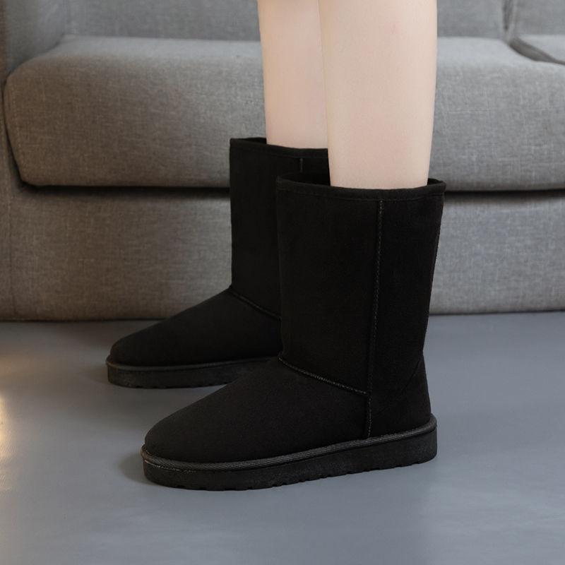 Grandes Tailles Bottes de Neige Chaudes d'Hiver pour Femmes Mi-Hautes à Bout Rond Plateforme Chaussures pour Dames Gothiques Confortables et Élégantes Bottes Rembourrées