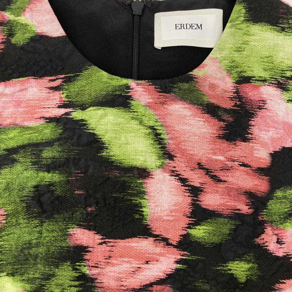 ERDEM F1D914 Black floral print one-piece 24FW dress UK6 blackUsed