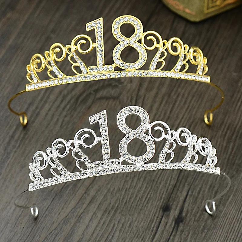 1 Pcs 18th Birthday Princess Crown Headband Crystal Wedding Crown Hairband Women Headwear Hair Decor