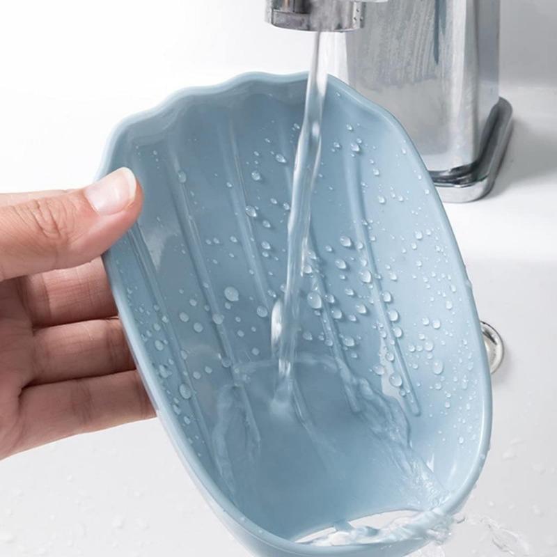 2pcs Soap Box, Bathroom Shell Shaped Storage Box, No-Punch Mobile Suction Cup Type, Soap Box for Bathroom Use