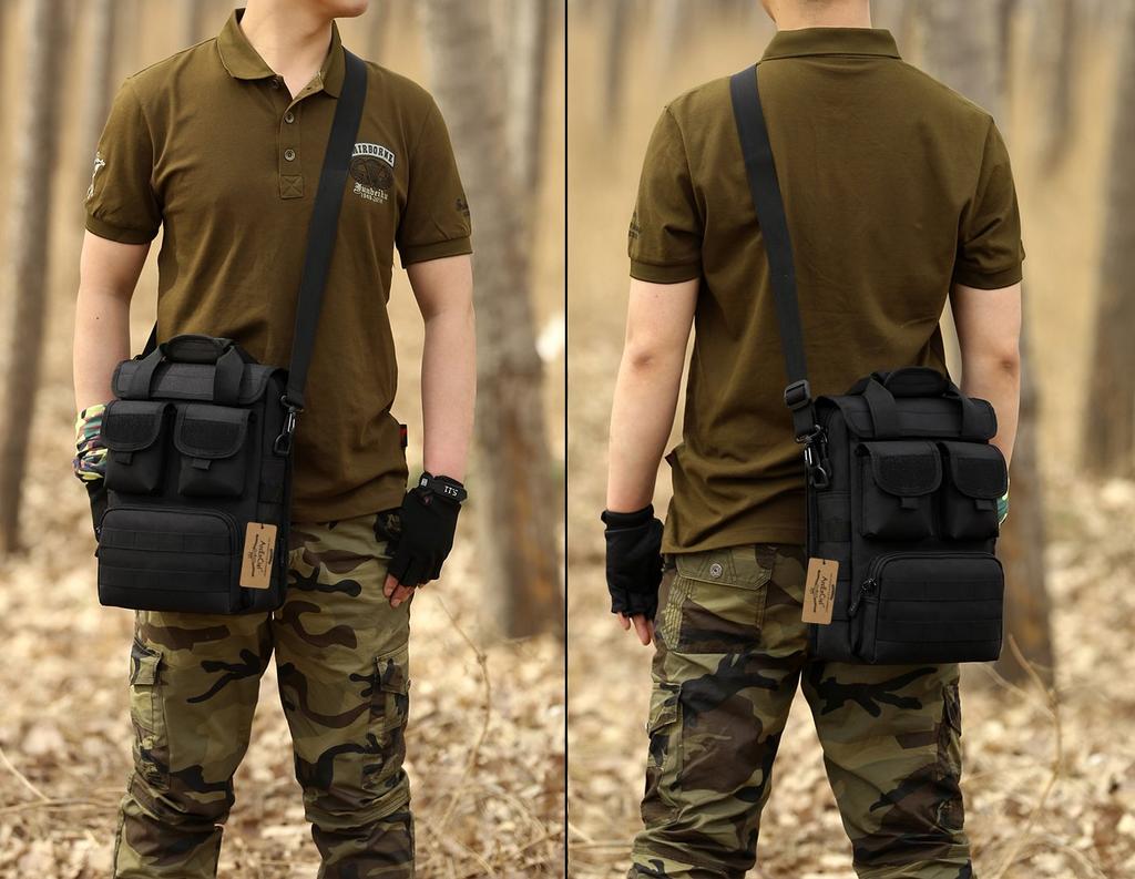 ArcEnCiel Military Messenger B5 Shoulder Tactical for Outdoor and Business Black Men's Bag, Vertical, Heavy-Duty, Capacity, Bag, Handbag, Briefcase,