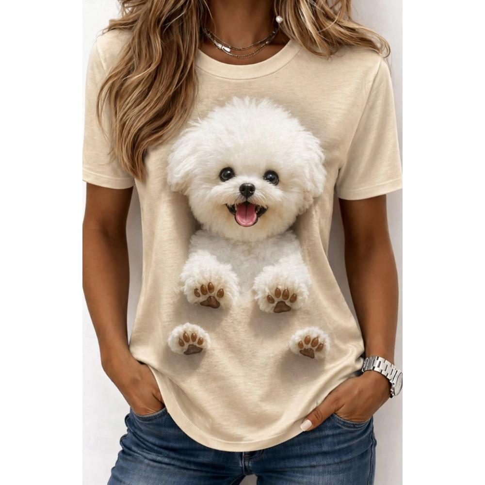 Fashion Women Retro Creative Pet Pattern Print T Shirt Funny Casual O-neck Short Sleeves T-shirt Summer Female Tee Shirt