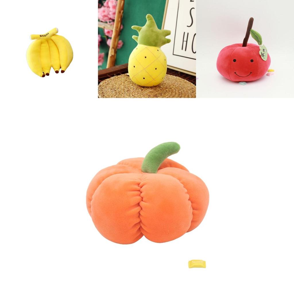 Cuddly Plush Fruits Vegetables Keychain Pendant Dolls Banana Orange Peach Eggplant Carrot