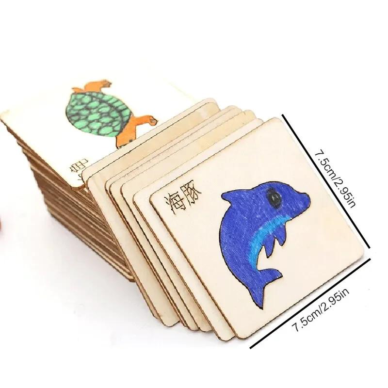 Kids Drawing Toys 20/32/50PCs Wooden DIY Painting Stencils Template Craft Toys Puzzle Educational Toys for Children Gifts
