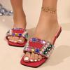 Women Slippers Fairy Style Home Shoes Casual Fashionable Versatile Rhinestone Sandals Summer New Flat Slippers Slides Women