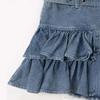 Jeansrock mit doppelter Rüsche und hoher Taille, kurz, blendfrei, dünn, A-Linie, Kuchenrock, Y2K-Mode, süß, sexy, Frühling und Sommer