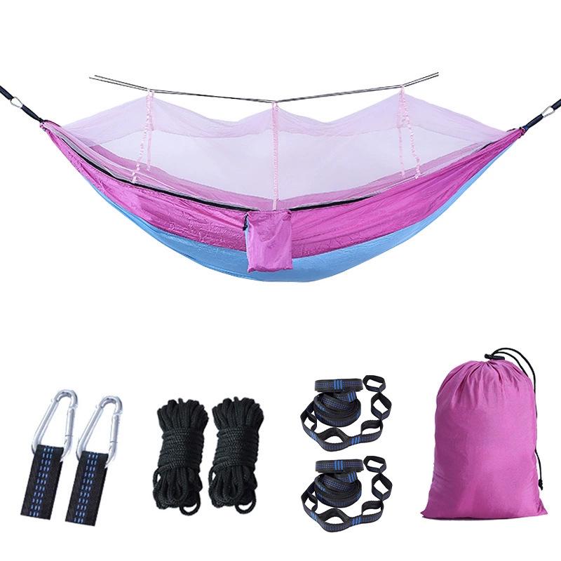 Portable Ripstop Camping Hammock with Mosquito Net - Quick-Open, Anti-Fall Design for Singles & Doubles