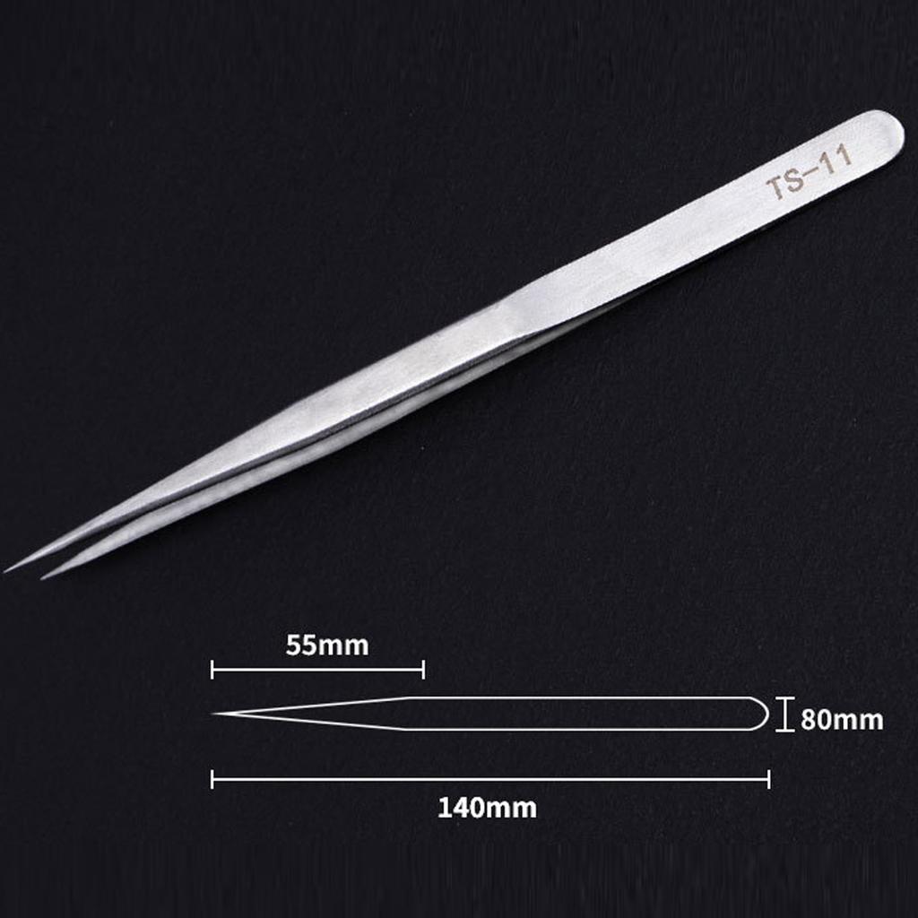Stainless Steel Eyelash & Nail Art Tweezers Professional Pointed Tip Curved Jewelry Applicator for Nail Decorations False Lashes