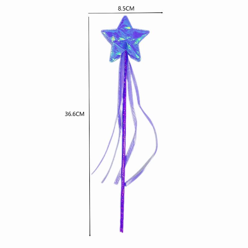 5/10Pcs Princess Fairy Magic Wands Shiny Ribbon Star Durable for Cosplay Party Kids Pretend Role Play Props