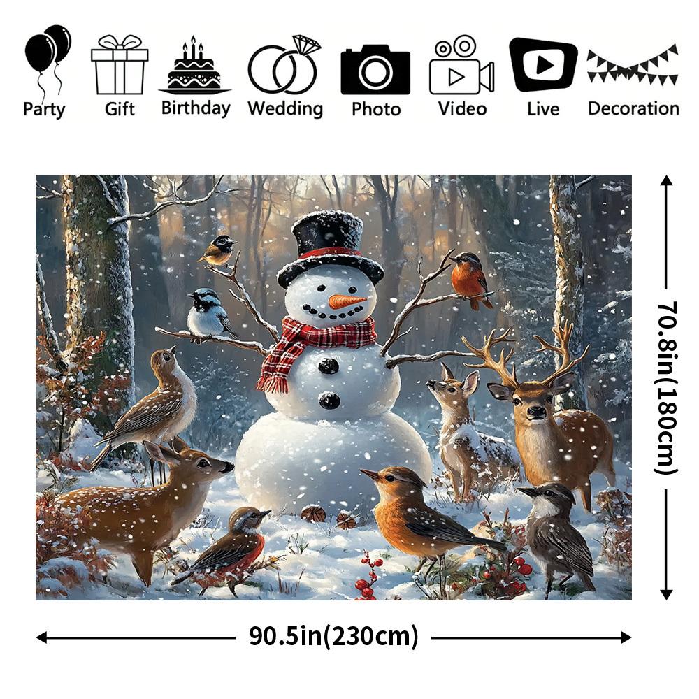 1Pcs Snowman Bunny Winter Scene Decoration Background Christmas Backdrop Decorations For Photo Studio Photo Booth Party