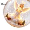 Indoor Outdoor Festive Decor Lighted Christmas Star Ornaments for Holiday Tree Decoration, Acrylic Shatterproof Hanging Home Party with Snowman Design