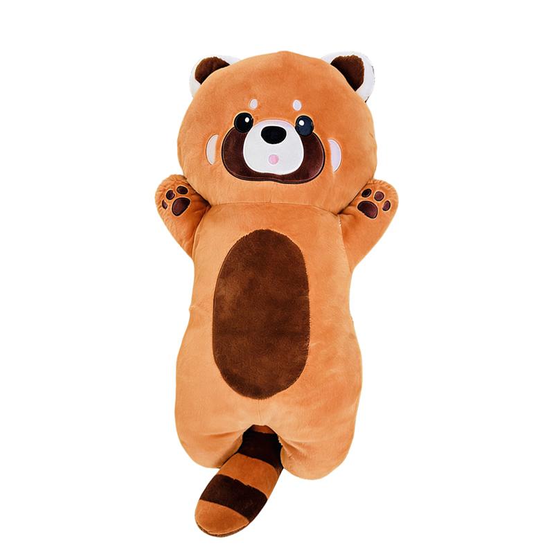 80/110cm Red Panda Raccoon Long Plush Toy Stuffed Kawaii Zoo Animal Bolster Pillow Sleeping Companion Friend Gift